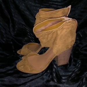 Camel Colored Heeled Booties
